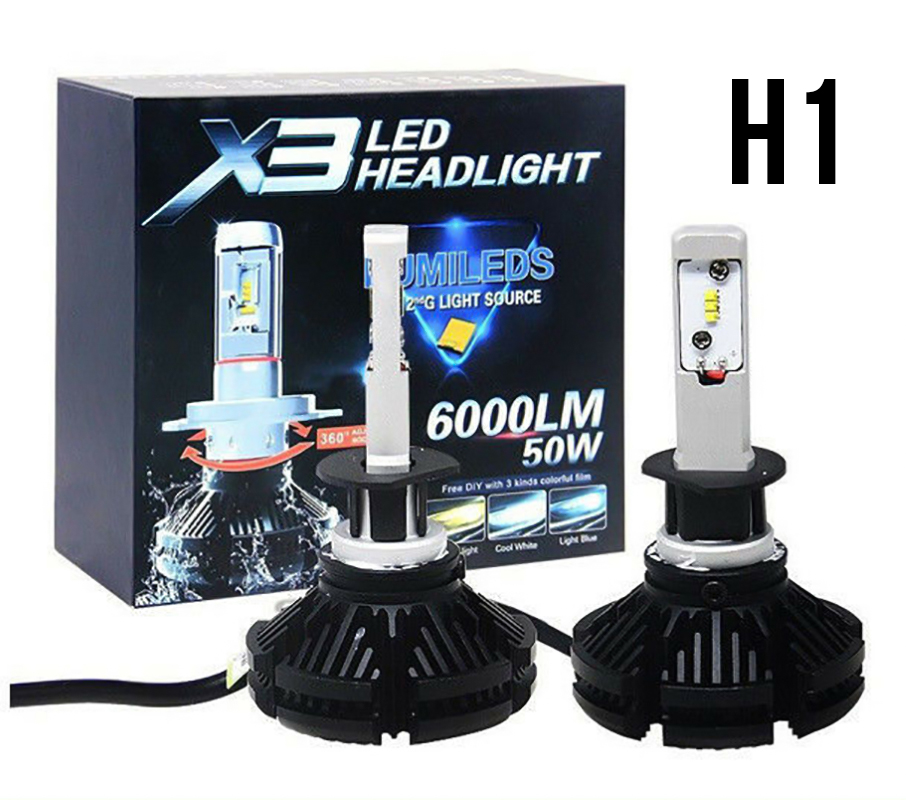 KIT X3 LAMPADE LED H1 LED CREE 6500K - 6000 lUMEN 12V XENON FARI AUTO –   – elettronica, musica, videogames, DVD e tanto altro