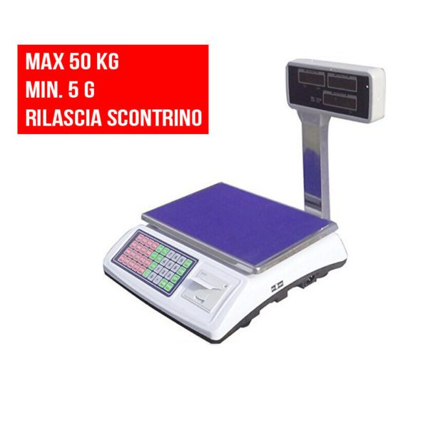 BILANCIA DA BANCO PROFESSIONALE DIGITALE MAX 50KG DISPLAY CON SCONTRINO FRUTTA - immagine 2