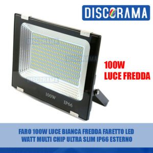 FARO 100W LUCE BIANCA FREDDA FARETTO LED WATT MULTI CHIP ULTRA SLIM IP66 ESTERNO