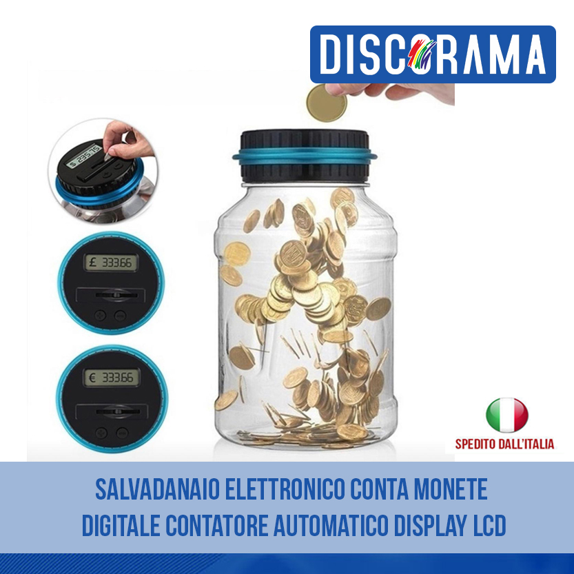 Salvadanaio Elettronico - Schermo Digitale, Porta monete, Automatico.