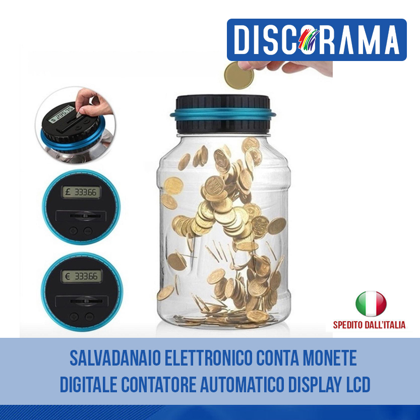 SALVADANAIO ELETTRONICO CONTA MONETE DIGITALE CONTATORE AUTOMATICO DISPLAY  LCD –  – elettronica, musica, videogames, DVD e tanto altro