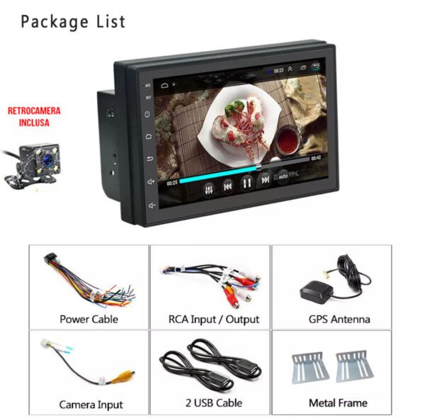 AUTORADIO ANDROID 7" POLLICI 2DIN STEREO AUTO BLUETOOTH MP5 WIFI GPS NAVI CAMERA - immagine 6