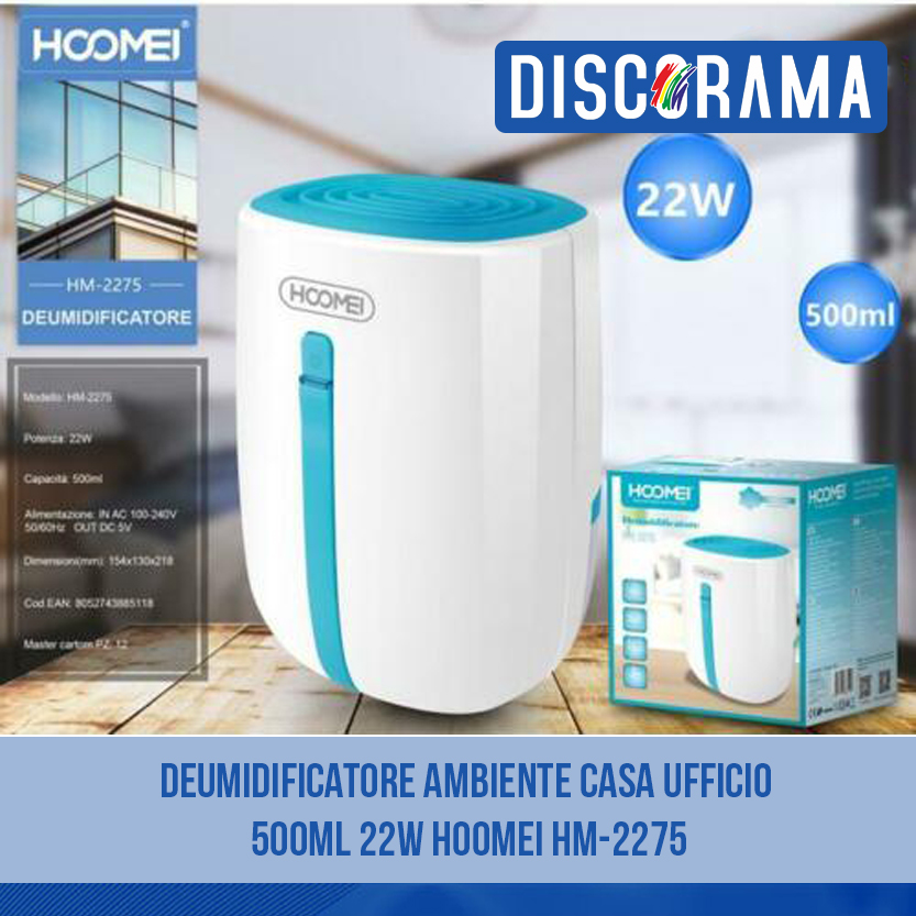 DEUMIDIFICATORE AMBIENTE CASA UFFICIO 500ML 22W HOOMEI HM-2275 –   – elettronica, musica, videogames, DVD e tanto altro