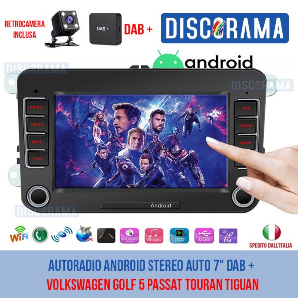 AUTORADIO ANDROID STEREO AUTO 7" DAB + VOLKSWAGEN GOLF 5 PASSAT TOURAN TIGUAN