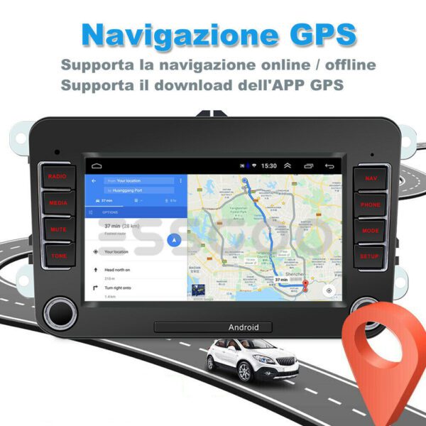AUTORADIO ANDROID STEREO AUTO 7" DAB + VOLKSWAGEN GOLF 5 PASSAT TOURAN TIGUAN - immagine 3