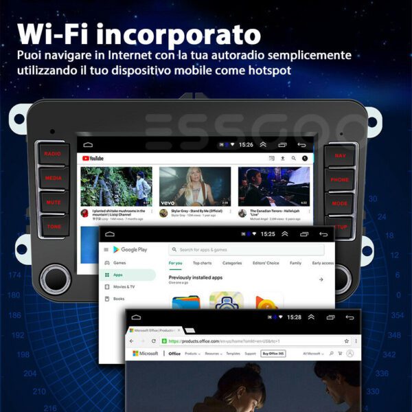 AUTORADIO ANDROID STEREO AUTO 7" DAB + VOLKSWAGEN GOLF 5 PASSAT TOURAN TIGUAN - immagine 4