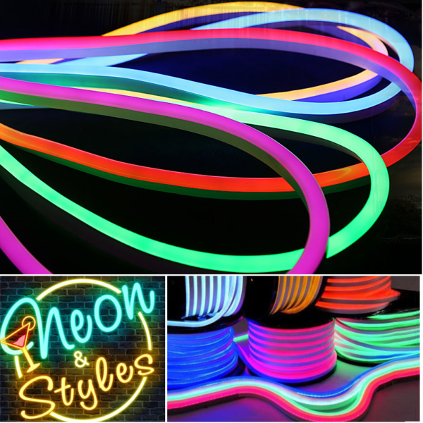 KIT STRIP LED NEON FLESSIBILE 5 METRI 12V + ALIMENTATORE IP65 120 LED VERDE - immagine 2