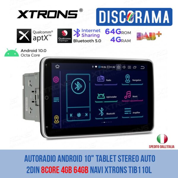 AUTORADIO ANDROID 10" TABLET STEREO AUTO 2DIN 8CORE 4GB 64GB NAVI XTRONS TIB110L