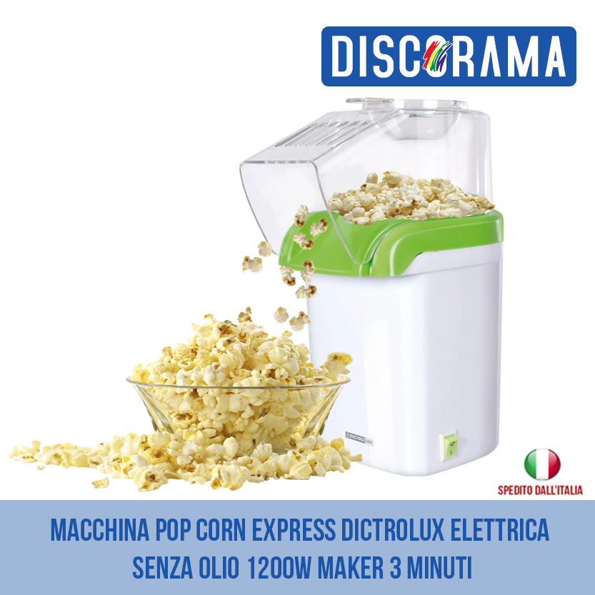 Macchina POPCORN elettrica 1200W POP CORN SENZA OLIO Pop-Corn 3 Minuti casa film 
