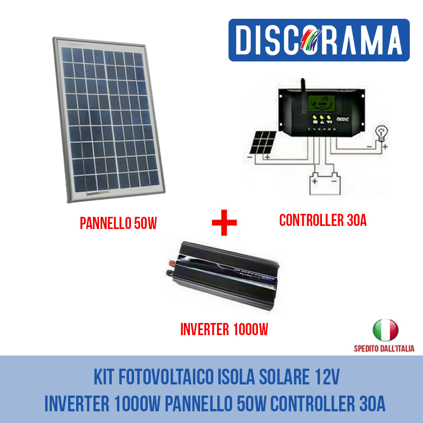 regolatore 2 batterie Pannello Solare 12v 50w Modulo kit Fotovoltaico Silicio