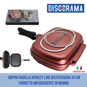 DOPPIA PADELLA ROYALTY LINE BISTECCHIERA 34 CM FORNETTO ANTIADERENTE IN MARMO