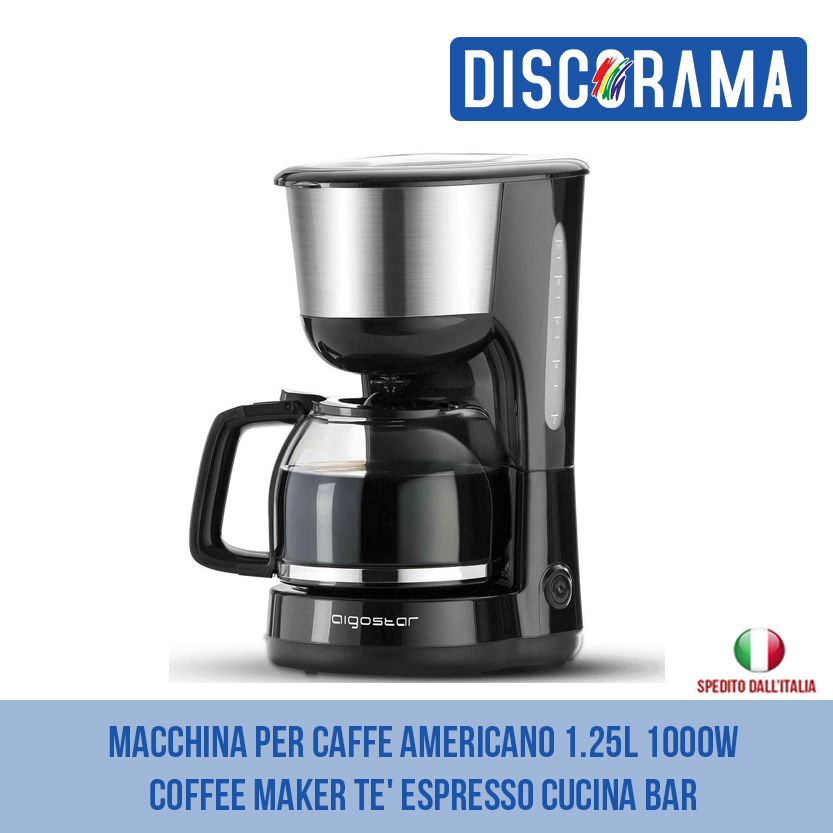 MACCHINA PER CAFFE AMERICANO 1.25L 1000W COFFEE MAKER TE' ESPRESSO
