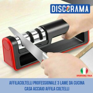 AFFILACOLTELLI PROFESSIONALE 3 LAME DA CUCINA CASA ACCIAIO AFFILA COLTELLI