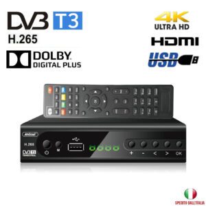 DECODER DIGITALE TERRESTRE DVB-T3 HD 4K USB HDMI LAN CON TELECOMANDO Q-DV800