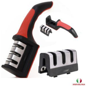 AFFILA COLTELLI MANUALE AFFILATORE PROFESSIONALE PER 3 LAME AFFILATURE DA CUCINA