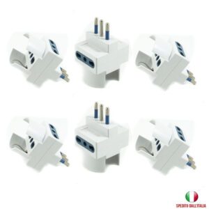 6X ADATTATORE MULTIPRESA TRIPLA SCHUKO BIPASSO SPINA GRANDE 16A TRIPOLARE 1500W