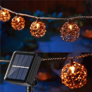 CATENA DI LUCI LED 10 LAMPADINE DA ESTERNO GIARDINO CON PANNELLO SOLARE DA 3.8M