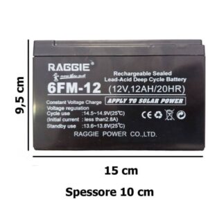 BATTERIA RICARICABILE 12V 12AH AL PIOMBO UPS SOLARE ALLARME VIDEOSORVEGLIANZA