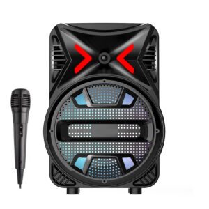 CASSA KARAOKE PORTATILE ALTOPARLANTE CON MICROFONO WIRELESS BLUETOOTH USB SD AUX